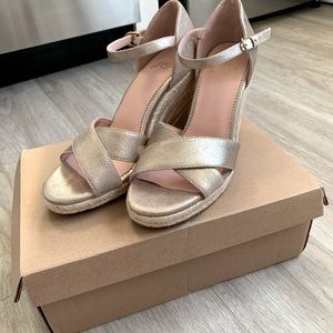J.Crew Wedge Espadrille (metallic - light gold) W7.5